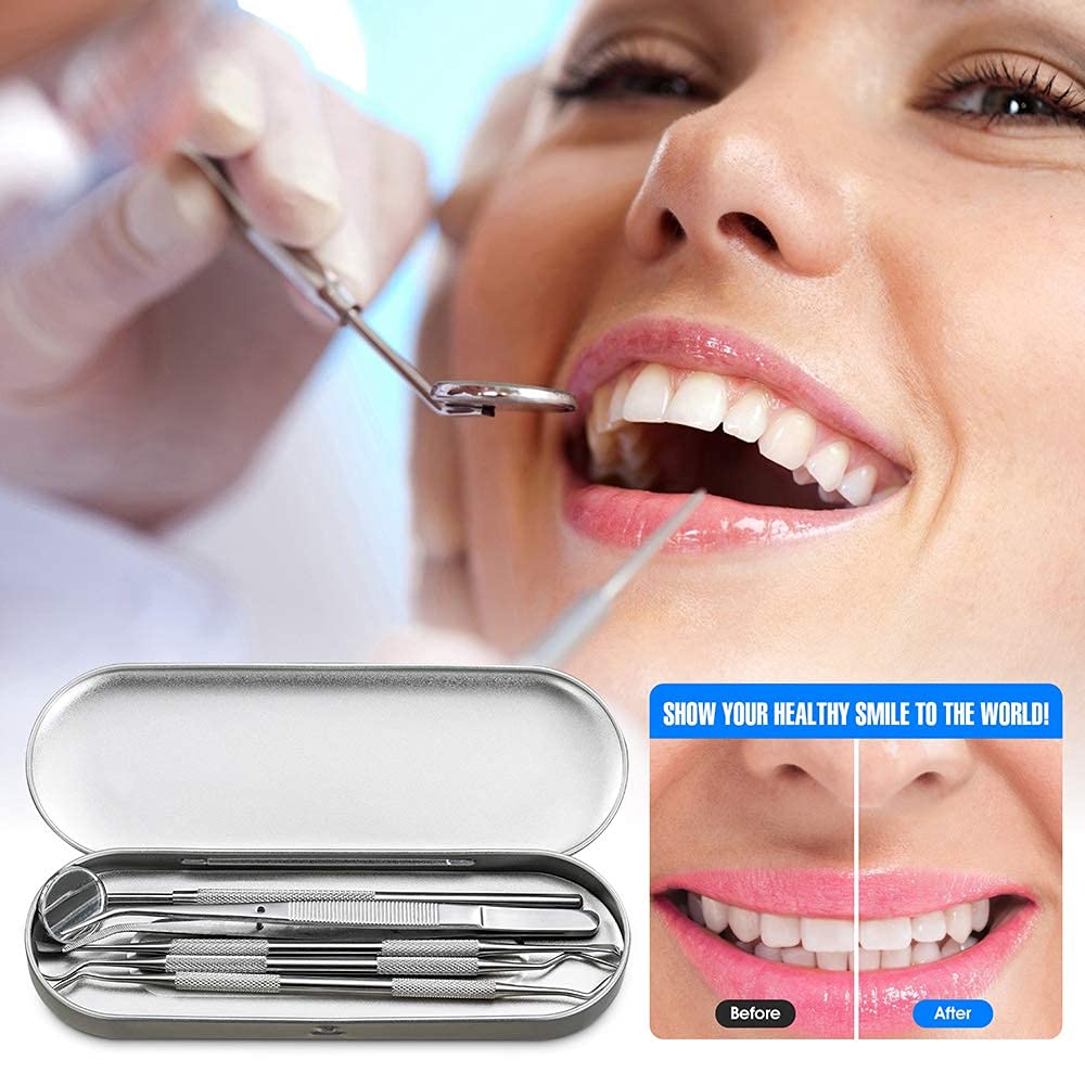 HANNEA 5PCS Dental Hygiene Kit Care Dental Tool Professional Oral Care Family Use Oral Examination Tool Dental Mouth Mirror Dental Tweezers Blackhead Tools for Comedone Extractor HANNEA 5PCS Dental Hygiene Kit Care Dental Tool Professional Oral Care Family Use Oral Examination Tool Dental Mouth Mirror Dental Tweezers Blackhead Tools for Comedone Extractor